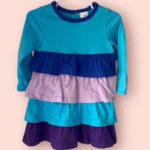 Hanna Andersson Blue, Purple and Teal Tiered Ruffle Dress. Size 18-24 months